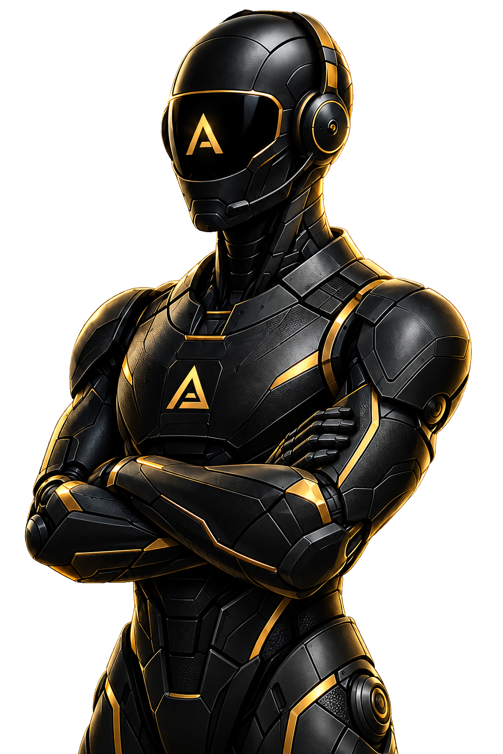 Aurevon black-and-gold AI robot